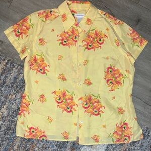 Yellow Floral Silk Blouse